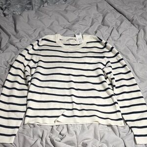 Abercrombie & Fitch Navy and White Striped Sweater